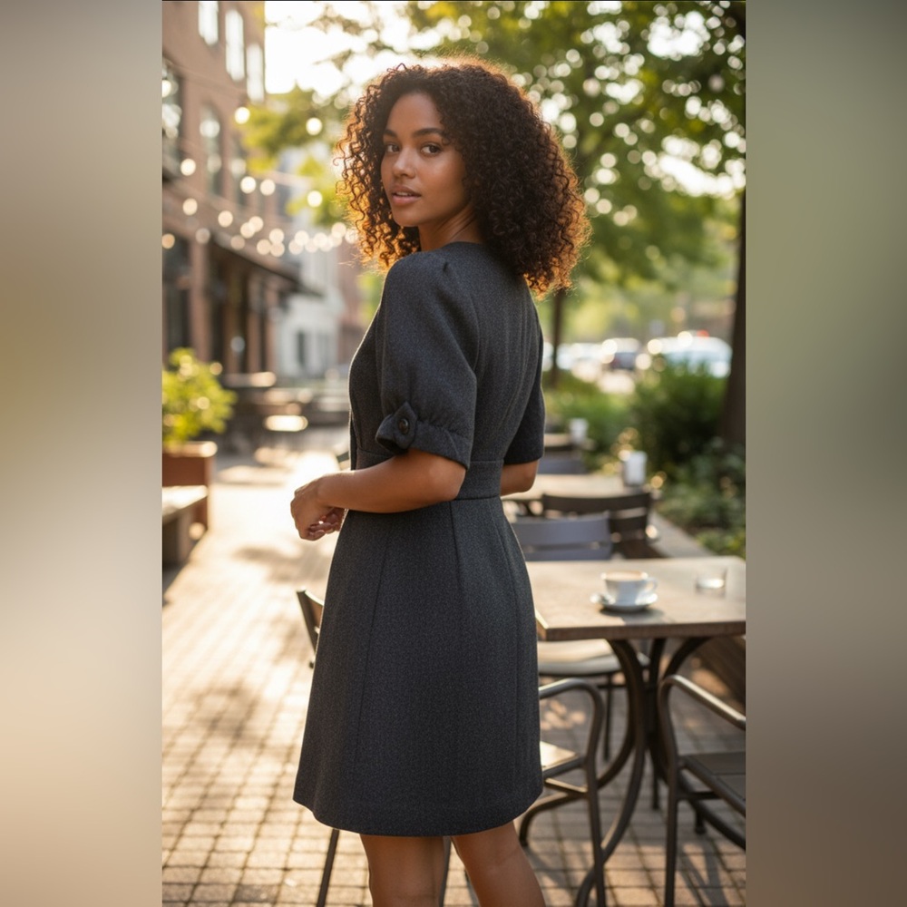 BEAUTIFUL French design wool button down dress.size EU 36/ equivalent to US 6 /S